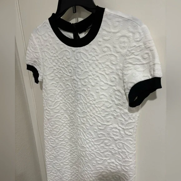 ZARA Textured White and Black Dress, Size Medium - Picture 3 of 10